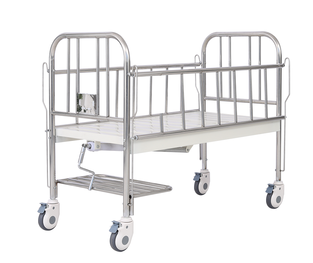 Hindi kinakalawang na asero headboard (isang crank) na medikal na kama ng mga bata
